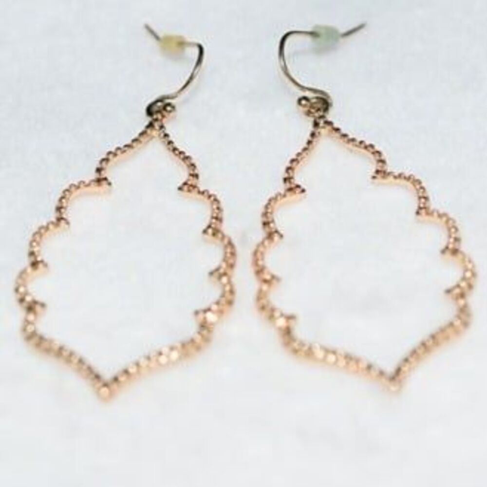 Glam Retro Textured Gold Tone Dangle Drop Hook Earrings Like New